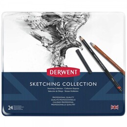 Derwent Sketching Collection Karakalem Eskiz Çizim Seti 24'lü Teneke Kutu - Thumbnail