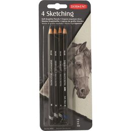 Derwent Sketching Pencils Karakalem Eskiz Çizim Kalemi Seti 4'lü Blister
