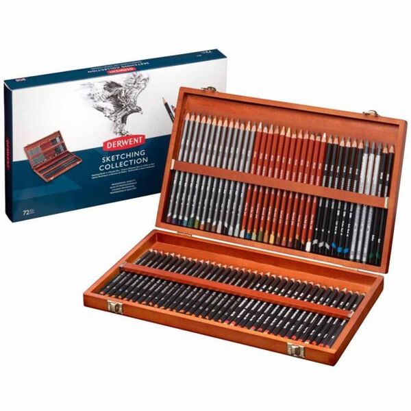 Derwent Sketching Pencils Karakalem Eskiz Çizim Kalemi Seti 72