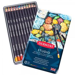 Derwent Studio Pencils Kuru Boya Kalemi Seti 12'li Teneke Kutu - 1