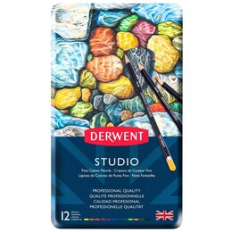 Derwent Studio Pencils Kuru Boya Kalemi Seti 12'li Teneke Kutu - Thumbnail