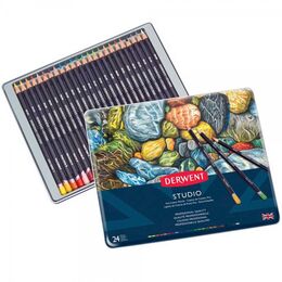 Derwent Studio Pencils Kuru Boya Kalemi Seti 24'lü Teneke Kutu - 1