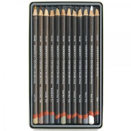Derwent Tinted Charcoal Renkli Kömür Füzen Karakalem Eskiz Çizim Seti 12'li Teneke Kutu - 3