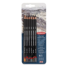 Derwent Tinted Charcoal Renkli Kömür Füzen Karakalem Eskiz Çizim Seti 6'lı Blister