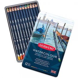 Derwent Watercolour Pencil Sulu Boya Kalemi Seti 12′li Teneke Kutu - Thumbnail