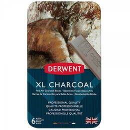 Derwent XL Charcoal Block Kalın Kömür Füzen Seti 6'lı Teneke Kutu - Thumbnail