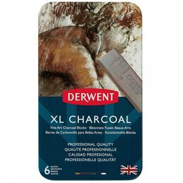Derwent XL Charcoal Block Kalın Kömür Füzen Seti 6'lı Teneke Kutu