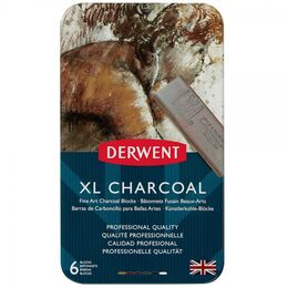 Derwent XL Charcoal Block Kalın Kömür Füzen Seti 6'lı Teneke Kutu - 1