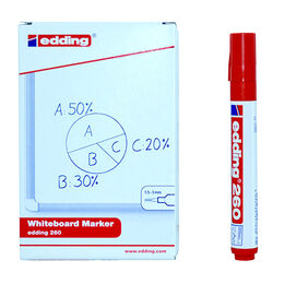 Edding 260 Whiteboard Marker Yazı Tahtası Kalemi 10'lu Kutu Kırmızı