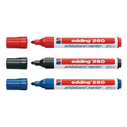 Edding 260 Whiteboard Marker Yazı Tahtası Kalemi Seti 3'lü Siyah, Kırmızı, Mavi - 1