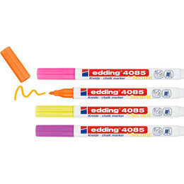 Edding 4085 Sıvı Tebeşir Kalemi Seti 4 Renk Blister FOSFORLU - 1