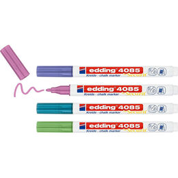 Edding 4085 Sıvı Tebeşir Kalemi Seti 4 Renk Blister METALİK - 1