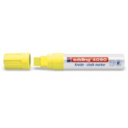 Edding 4090 Kara Tahta ve Cam için Likit Tebeşir Kalemi 15 mm Kesik Uç FOSFORLU SARI - 1