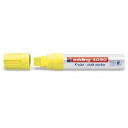 Edding 4090 Kara Tahta ve Cam için Likit Tebeşir Kalemi 15 mm Kesik Uç FOSFORLU SARI - 1