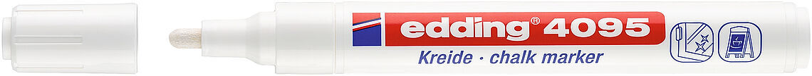 Edding 4095 Kara Tahta Ve Cam İçin Likit Tebeşir Kalemi 3 Mm Yuvarlak Uç Beyaz