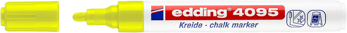Edding 4095 Kara Tahta Ve Cam İçin Likit Tebeşir Kalemi 3 Mm Yuvarlak Uç Fosforlu Sarı