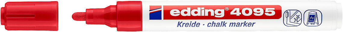 Edding 4095 Kara Tahta Ve Cam İçin Likit Tebeşir Kalemi 3 Mm Yuvarlak Uç Kırmızı