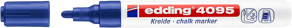 Edding 4095 Kara Tahta Ve Cam İçin Likit Tebeşir Kalemi 3 Mm Yuvarlak Uç Mavi