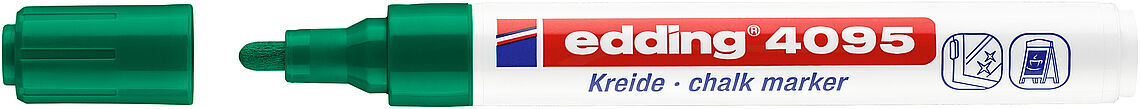 Edding 4095 Kara Tahta Ve Cam İçin Likit Tebeşir Kalemi 3 Mm Yuvarlak Uç Yeşil