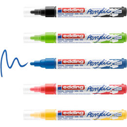 Edding 5100 Akrilik Boyama Markörü Seti 2-3 mm 5 RENK SET BASIC - 1