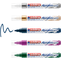 Edding 5100 Akrilik Boyama Markörü Seti 2-3 mm 5 RENK SET FESTIVE - 1