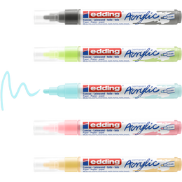 Edding 5100 Akrilik Boyama Markörü Seti 2-3 mm 5 RENK SET PASTEL - 1