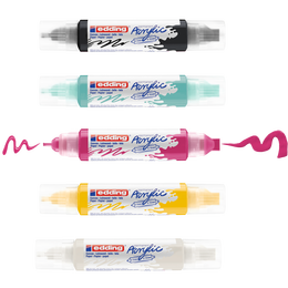 Edding 5400 Akrilik Boyama Markörü Seti 3D Double Liner 5 RENK SET BASIC - 1