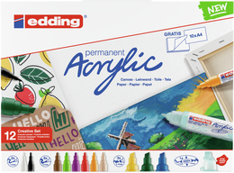 Edding Akrilik Boyama Markörü Seti Marker Creative Set 12 Mix Kalem + Akrilik Boya Defteri - 1