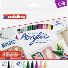 Edding Akrilik Boyama Markörü Seti Marker Easy Start Set Nordic 8 Mix Kalem - 1