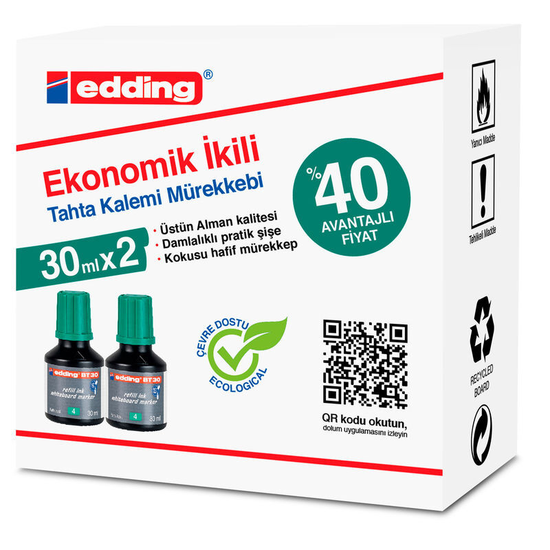 Edding Bt30 Yazı Tahtası Kalemi Mürekkebi 30 Ml. X 2