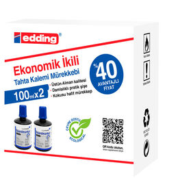 Edding Legamaster Tahta Kalemi Mürekkebi 100 ml. MAVİ x 2'li Kutu