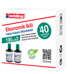 Edding Legamaster Tahta Kalemi Mürekkebi 100 ml. YEŞİL x 2'li Kutu