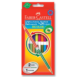 Faber Castell Bicolor Çift Uçlu Kuru Boya 12'li 24 Renk