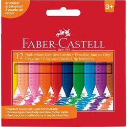 Faber Castell Grip Jumbo Crayon Kalın Silinebilir Mum Boya 12 Renk