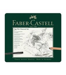 Faber Castell Pitt Charcoal İşlenmiş Kömür Karakalem Eskiz Çizim Seti 24 Parça
