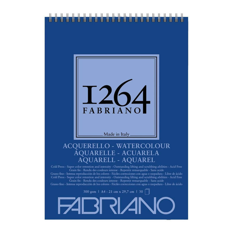 Fabriano 1264 Watercolour Pad Üstten Spiralli Sulu Boya Defteri 300 Gr. A4 30 Yaprak
