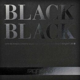 Fabriano Black Black Çok Amaçlı Pürüzsüz Yüzeyli Siyah Yapraklı Çizim Defteri Blok 300 gr. 20x20 cm. 20 yaprak