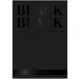 Fabriano Black Black Çok Amaçlı Pürüzsüz Yüzeyli Siyah Yapraklı Çizim Defteri Blok 300 gr. A3 20 yaprak - Thumbnail