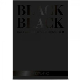 Fabriano Black Black Çok Amaçlı Pürüzsüz Yüzeyli Siyah Yapraklı Çizim Defteri Blok 300 gr. A3 20 yaprak - 2