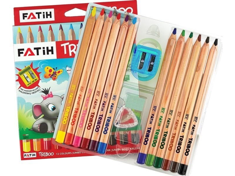 Fatih Triboo Natural Üçgen Jumbo Kuru Boya 12 Renk (sedir Ağacı)