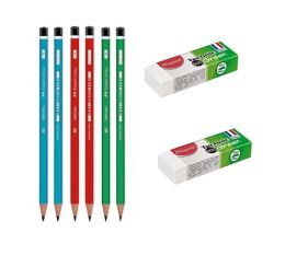 FC Kurşun Kalem 6 Adet + 2 Adet Silgi Set - 1