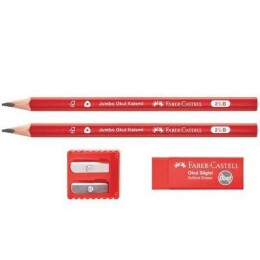 FC Okul Jumbo Üçgen Kurşun Kalem Seti (2 Kurşun Kalem + Silgi + Kalemtıraş) (5244000025) - Faber Castell