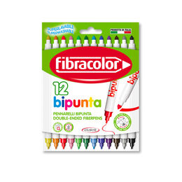 Fibracolor Bipunta Kalın+İnce Çift Uçlu Keçeli Kalem 12 Renk