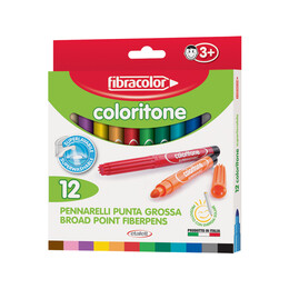 Fibracolor Coloritone Kalın Uçlu Keçeli Kalem 12 Renk - 1