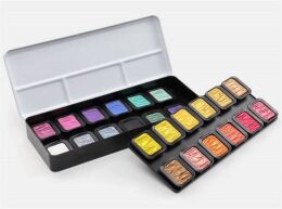 Finetec Metalik Yaldız Tablet Sulu Boya Seti 24 Renk F2400S - 1