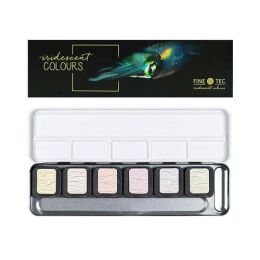 Finetec Metalik Yaldız Tablet Sulu Boya Seti 6 Renk Iridescent Colours F5600 - 1