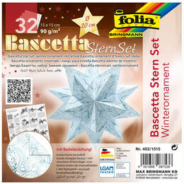 Folia Bascetta Stern Çift Taraflı Origami Kağıdı 15x15 cm. 32 Yaprak KIŞ MOTİFİ BEYAZ