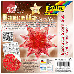 Folia Bascetta Stern Çift Taraflı Origami Kağıdı 15x15 cm. 32 Yaprak KIŞ MOTİFİ KIRMIZI