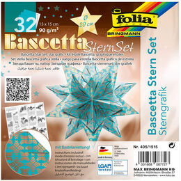Folia Bascetta Stern Çift Taraflı Origami Kağıdı 15x15 cm. 32 Yaprak TURKUAZ - 1