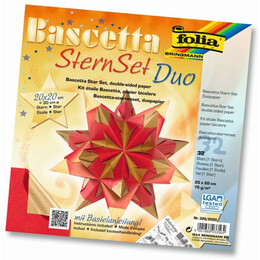 Folia Bascetta Stern Çift Taraflı Origami Kağıdı 20x20 cm. 32 Yaprak HOT RED / GOLD - Folia